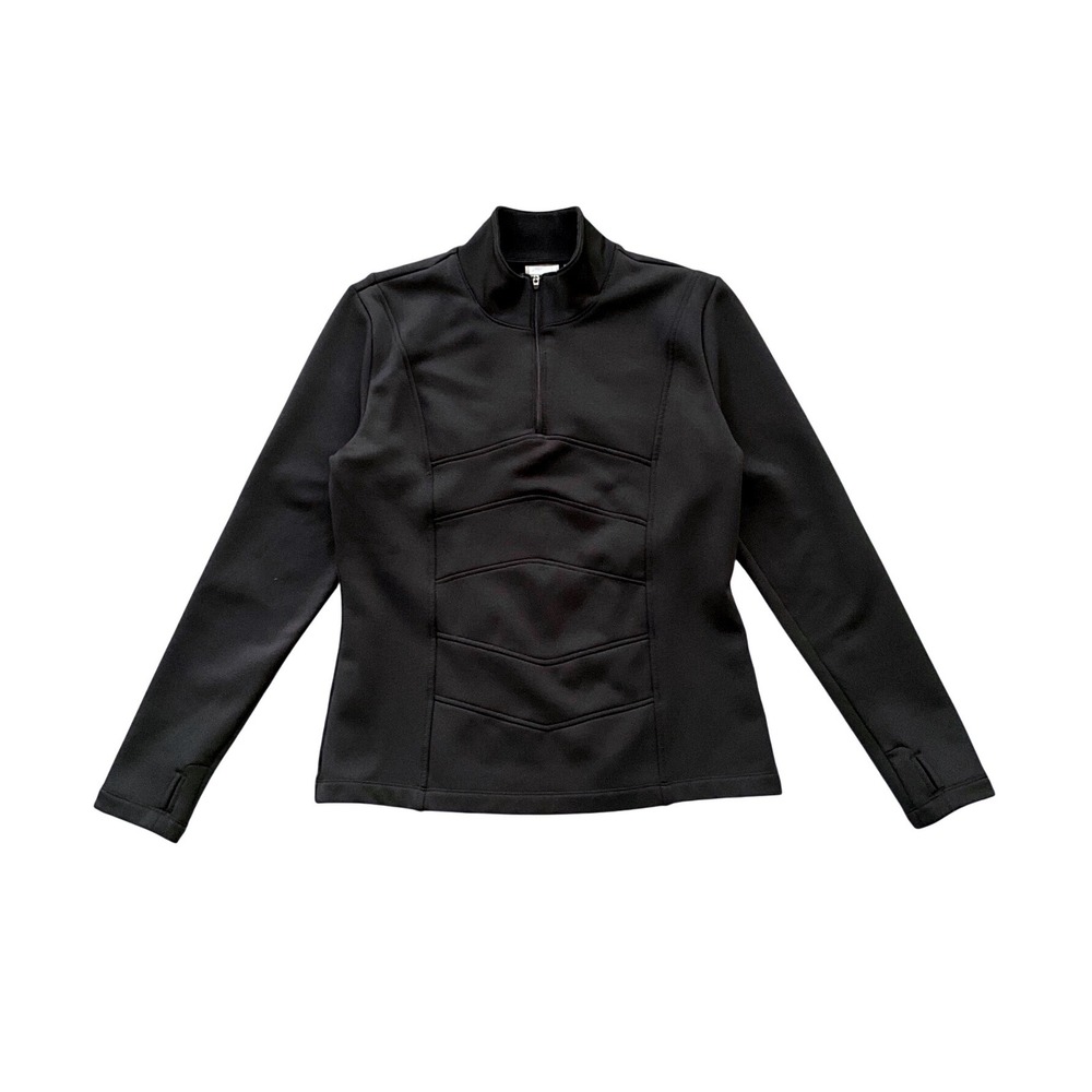 Athleta Womens Black Quarter Zip Performance Training Pullover Jacket Size M